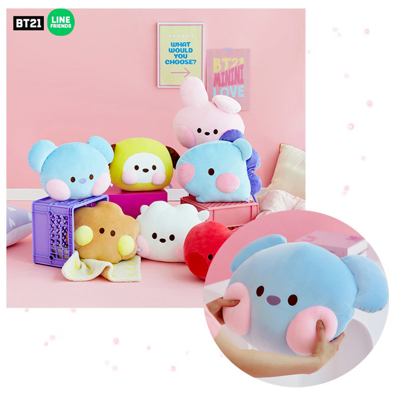 Linia przyjaciele BT21 Cartoon Minini kształt twarzy pluszowe zabawki poduszki Kawaii Anime nadziewane pluszowe miękkie lalki poduszki dla dzieci urodziny prezenty