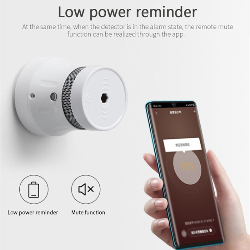 Tuya Smart Zigbee Smart Smoke Detector Sensor Security Smart Life/Tuya App เครื่องตรวจจับควันสำหรับ Home Office Fire