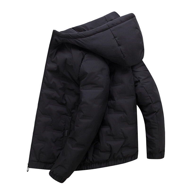 Novos casacos de algodão dos homens inverno sólido casual jaqueta à prova de vento grosso quente casacos com capuz masculino acolchoado parka casaco