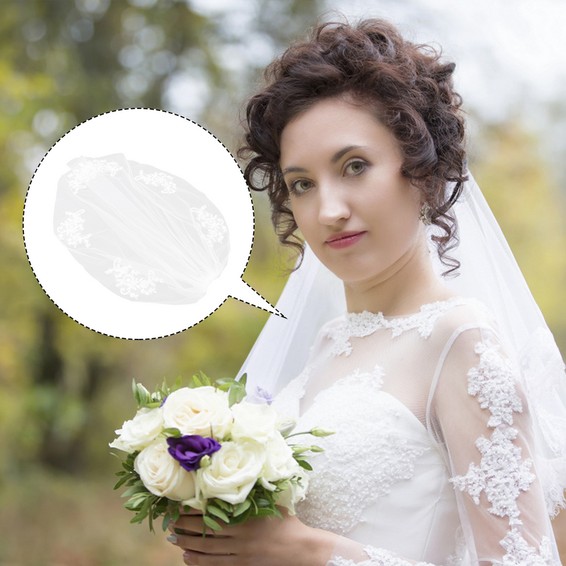 Kerudung pengantin pendek, kerudung pernikahan lapisan tunggal dengan berlian untuk pernikahan
