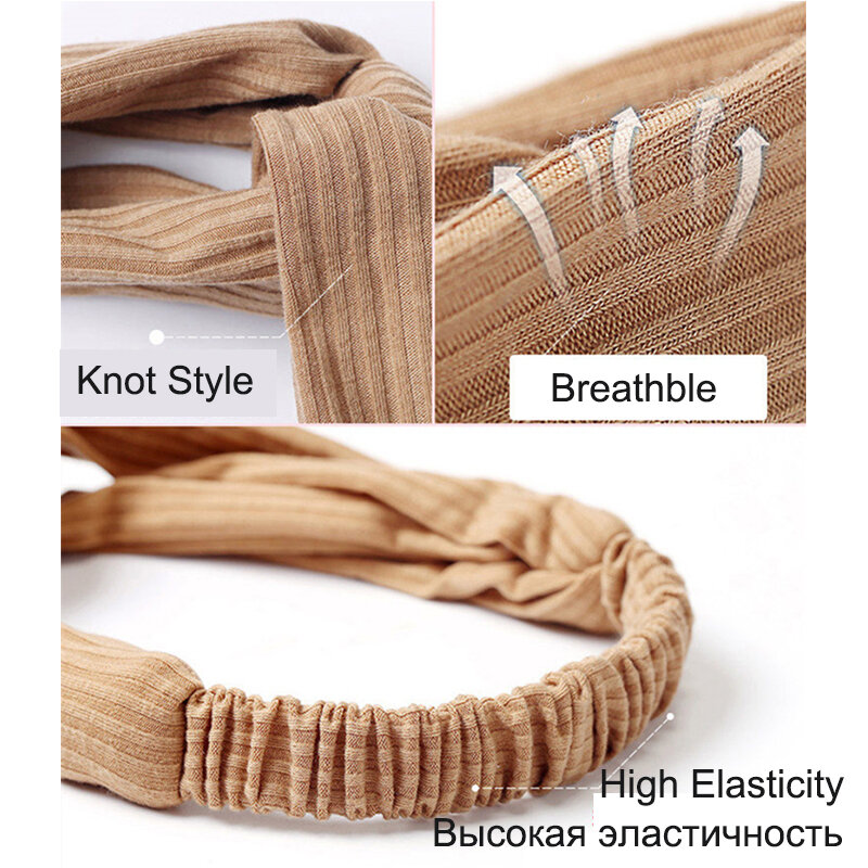 Cross Top Knot Elastic Hair Bands para Mulheres, Soft Solid Color, Girls Hairband, Acessórios para Cabelo, Twisted Knotted Headwrap