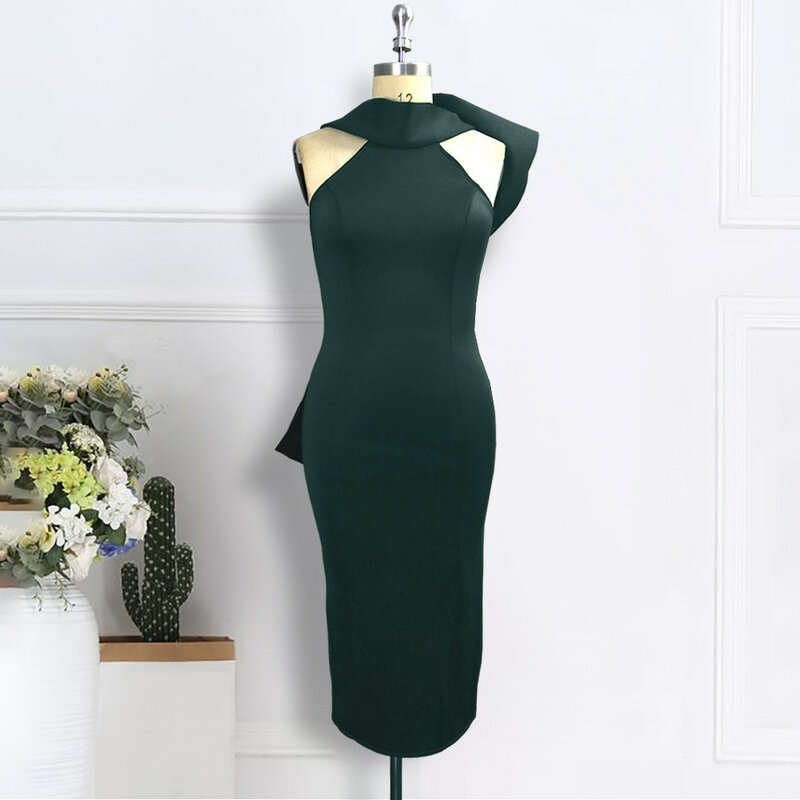 Plus Size Women's Dress Solid Color Commute Halter Neck Sexy Sleeveless Backless Bow High Waist Party Party Dress Summer Female