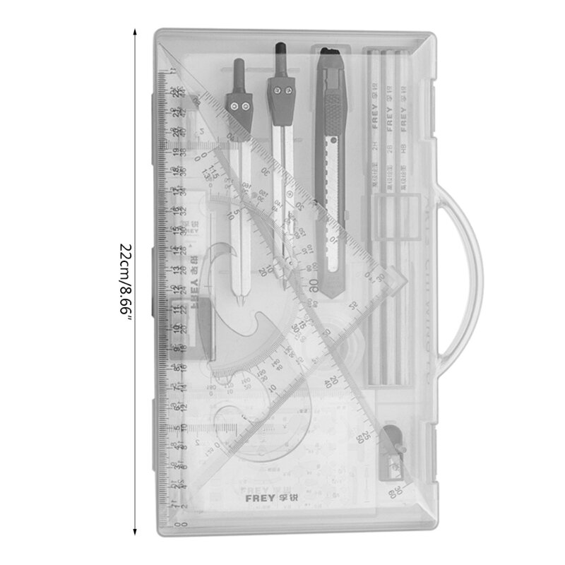 Geometry Set with Divider,Set Squares,Drawing Square,Compasses and Protractor