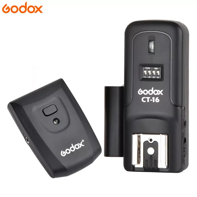 Godox-disparador de Flash de Radio inalámbrico, conjunto de transmisor y receptor para Canon, Nikon, Olympus, Pentax, 16 canales, CT-16