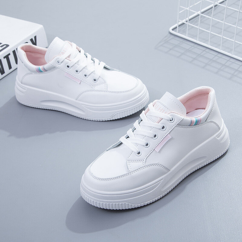 Sapatos femininos pequenos sapatos brancos novos de sola grossa sapatos casuais das mulheres trifle sapatos esportivos zapatos de mujer para as sapatilhas femininas