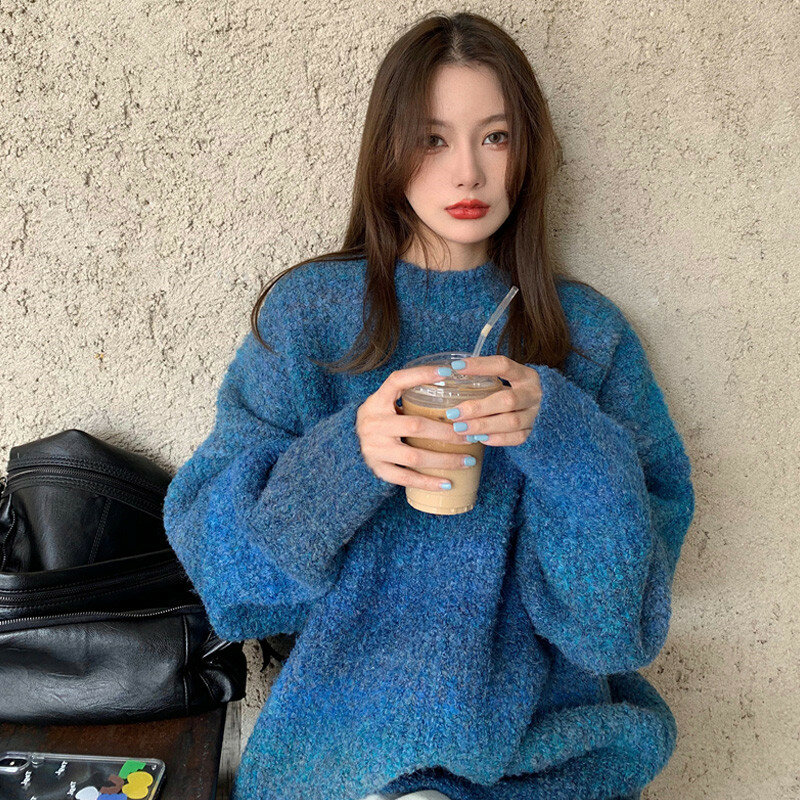 Maglione lavorato a maglia da donna invernale Casual mezzo collo alto pullover oversize moda manica a pipistrello maglioni femminili solidi a maglia grossa