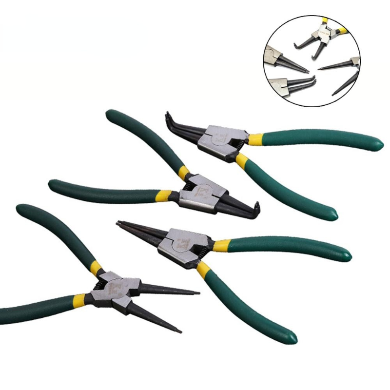 1/4 pcs Steel Circlip Pliers Set Internal External Curved Straight Tip Circlip Plier Snap Ring Plier Hand Tools for Opening Ring