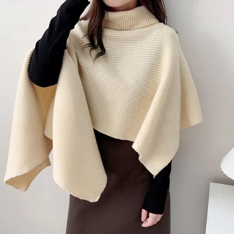 Women Pullover Turtleneck Sweater 2023 Spring Autumn Fashion Streetwear Loose Jumper Solid Color Tops Female Knitted Shawl