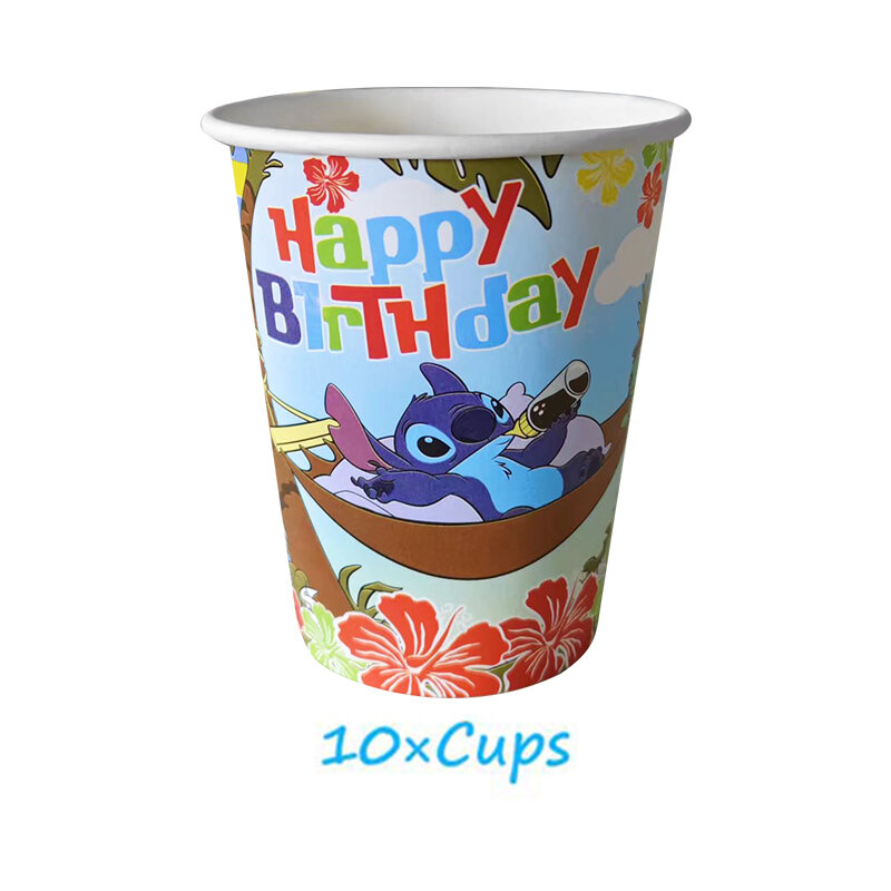 Stitch Birthday Party Decor Balloons Tablecloth Paper Cups Plates Napkins Banner Topper for Boys Disposable Cutlery Baby Shower