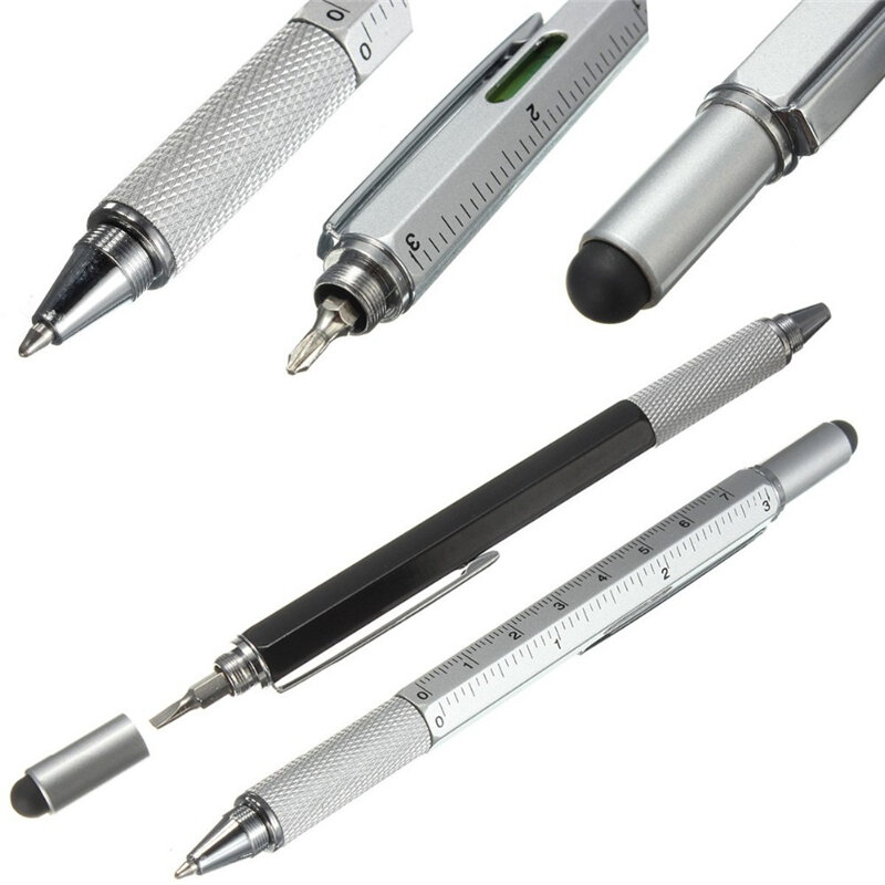 1 pièces/lot nouveauté outil stylo à bille tournevis règle niveau à bulle avec un stylo multifonction en métal et en plastique