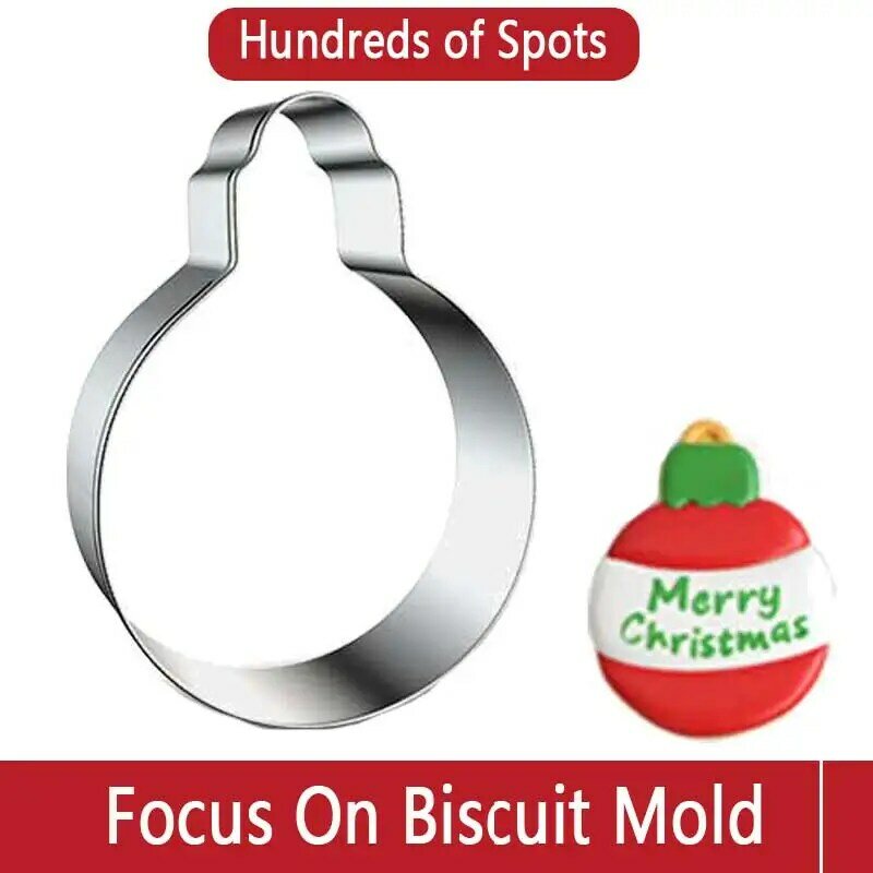 Stainless Steel Biscuit Mold Christmas Snowball Cookie Cutter Baking Tool Theme Snowflake Santa Claus Gingerbread Cake Mould