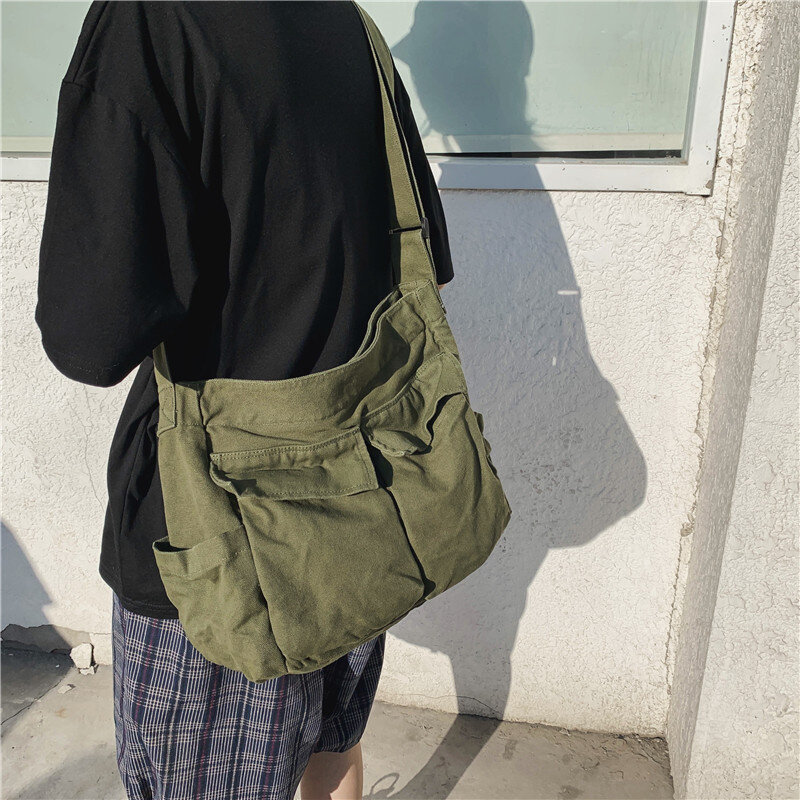 Tas tangan perempuan 2023 tas bahu remaja kanvas tas Messenger wanita remaja tas kasual wanita tas selempang dompet