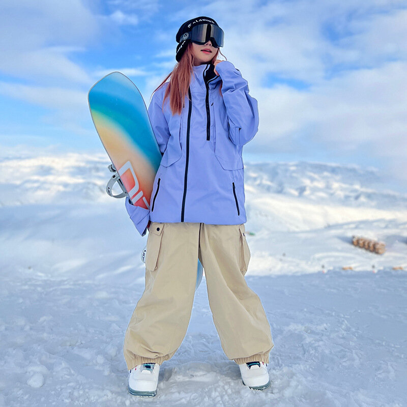 SEARIPE Kurtka narciarska SEARIPE damska męska odzież termiczna wiatrówka wodoodporne kieszenie górskie ciepły zimowy garnitur płaszcz na śnieg odzież snowboardową