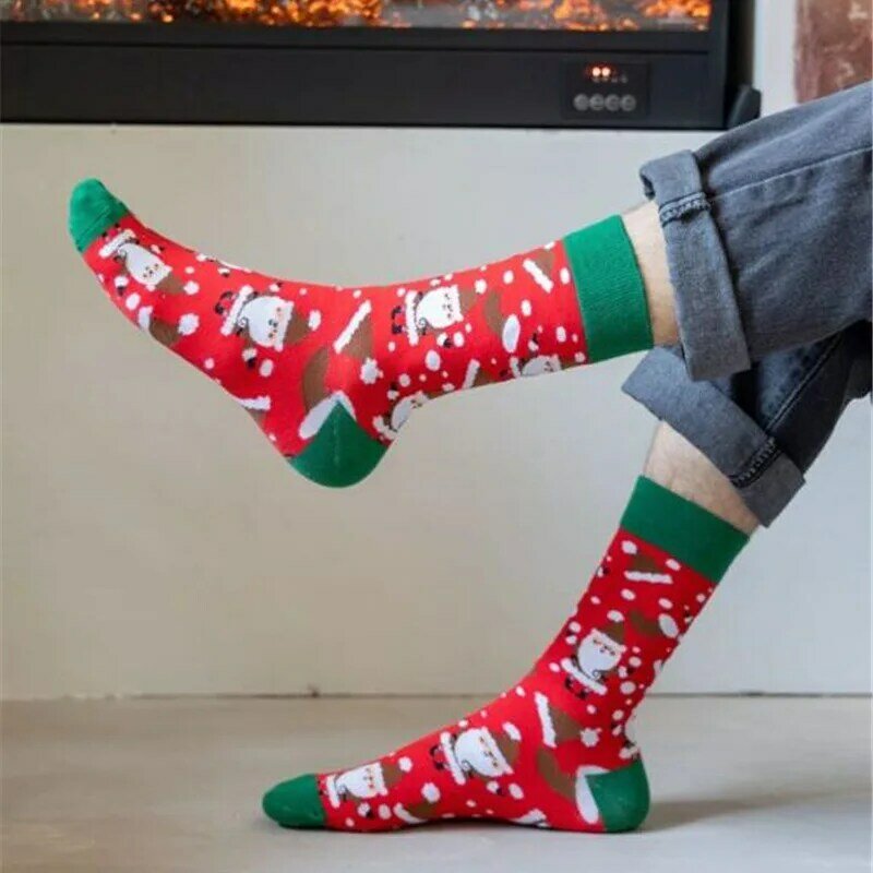 New Christmas Socks Women Funny 2023 Christmas Tree Snowflake Santa Claus Elk Snow Cotton Happy Socks Men New Year Sokken