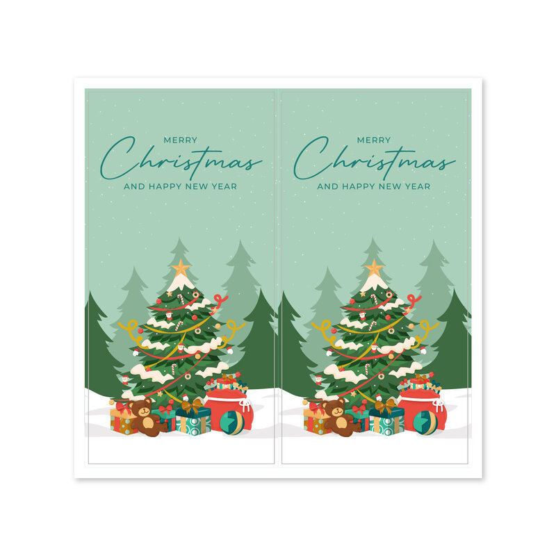 10Pcs Merry Christmas สติกเกอร์สี่เหลี่ยมผืนผ้าสีแดงคริสต์มาสของขวัญกล่องตกแต่งสติกเกอร์น่ารัก5x10cm