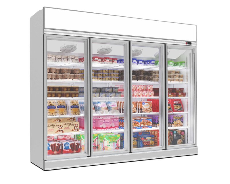 supermarket equipment showcase commercial glass 4 Glass door upright freezer Auto Defrost Upright Beverages