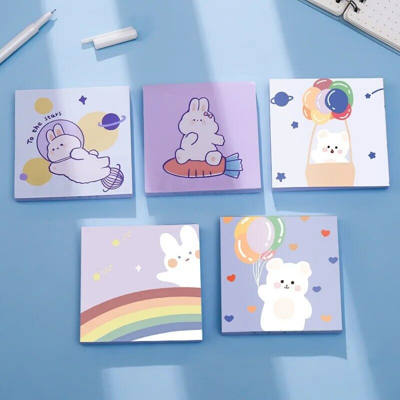 100 sheets Bunny Note Pad Student Non-sticky Note Mini Pad Portable Notepad Daily Schedule Stationery