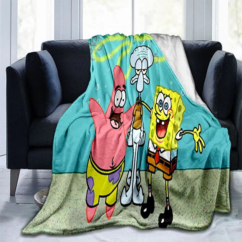 S-Губка Боб, одеяло с именем на заказ, детское одеяло, Фланелевое Флисовое одеяло, персонализированное одеяло для семьи, друзей, подарки