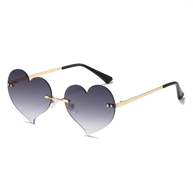 Gafas de sol con forma de corazón para hombre y mujer, lentes de sol con forma de corazón sin marco, de colores llamativos, con protección UV400