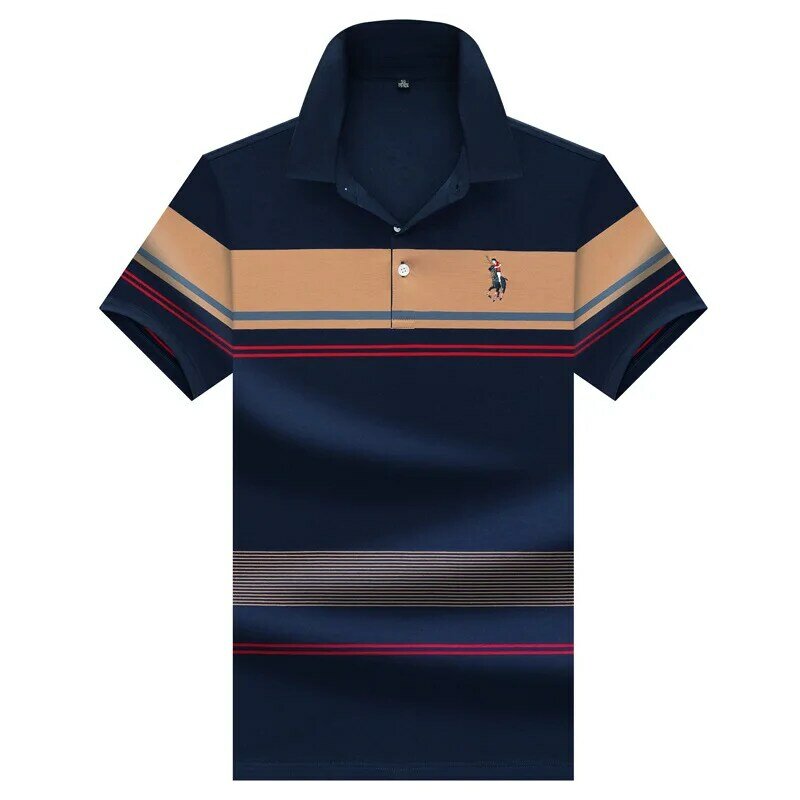 Herren Polo Shirts Business Baumwolle Kurzarm-t-shirt Bestickte Revers Gestreiften Casual Atmungs Neue Männliche Designer Kleidung