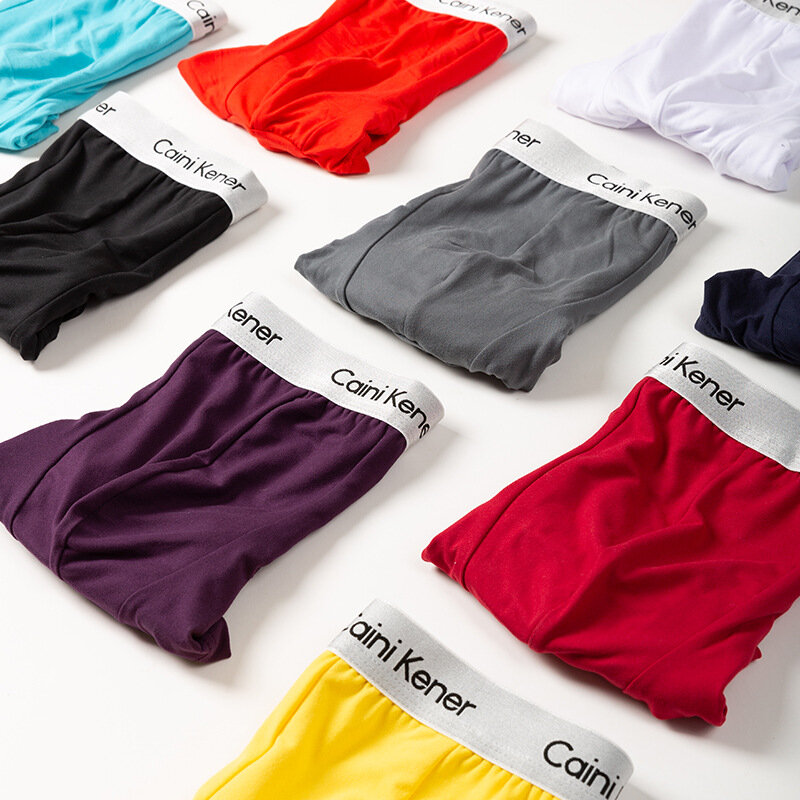 Roupa interior da marca de 4pcsmenmens underwear respirável de tecido macio roupa interior confortável boxer moda masculina de cor sólida