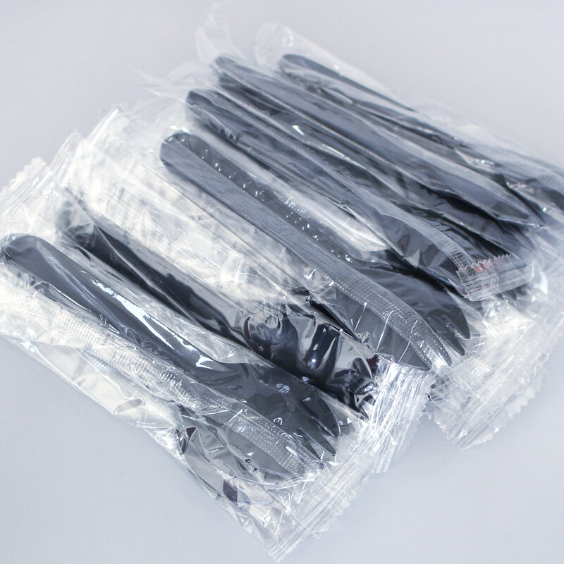 Garfo de punho longo plástico forquilhas festa piquenique pacote utensílios de mesa espessamento fino faca alimentos conjuntos individuais louça