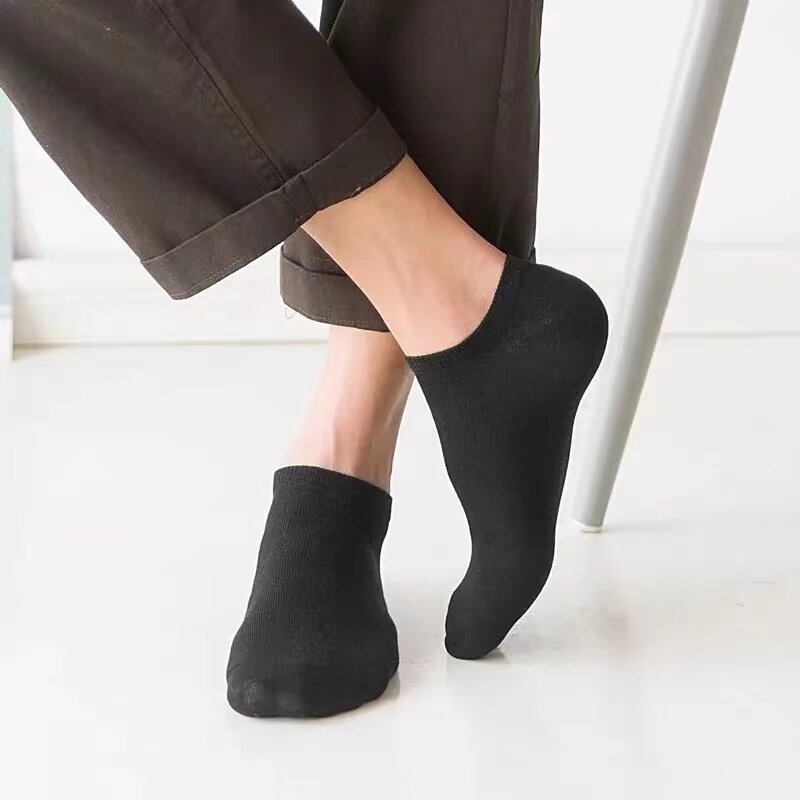 30 pares/masculino meias de negócios casual preto respirável tornozelo meias cor sólida confortável tecido macio meias masculinas meias clássicas