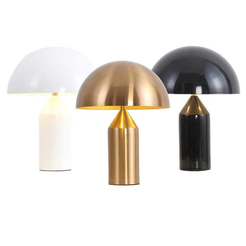Lampe de Table post-moderne minimaliste, éclairage de bureau, chambre à coucher, noir, or, blanc, nordique, champignon créatif, LED E27, décoration de maison