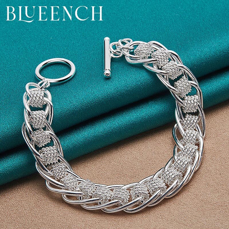 Blueench 925 prata esterlina círculo pulseira personalidade feminina moda noivado jóias de casamento