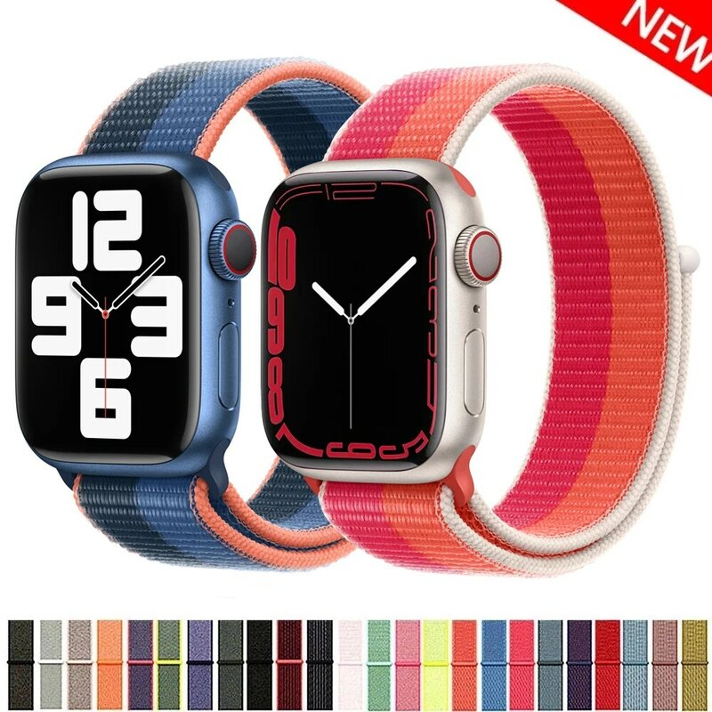 Pasek nylonowy do zegarka Apple Watch 44/40/42/38MM pasek na rękę Smartwatch bransoletka sportowa z pętlą iWatch seria 3 4 5 6se akcesoria