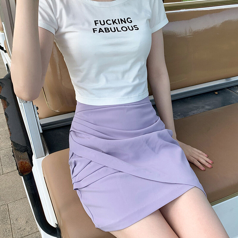 대형 t-셔츠 여성 2022 봄과 여름 새로운 화이트 라운드 넥 편지 인쇄 슬림 반팔 탑 여성 의류 Y2k 애니메이션