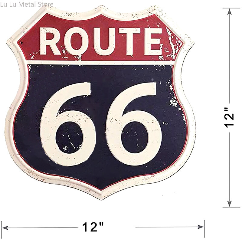 ROUTE 66 Viutage Rad Signs 하이 웨이 금속 주석 기호 예술 벽 장식 12 "X 12" Incoies 레트로 금속 표지판 철 그림
