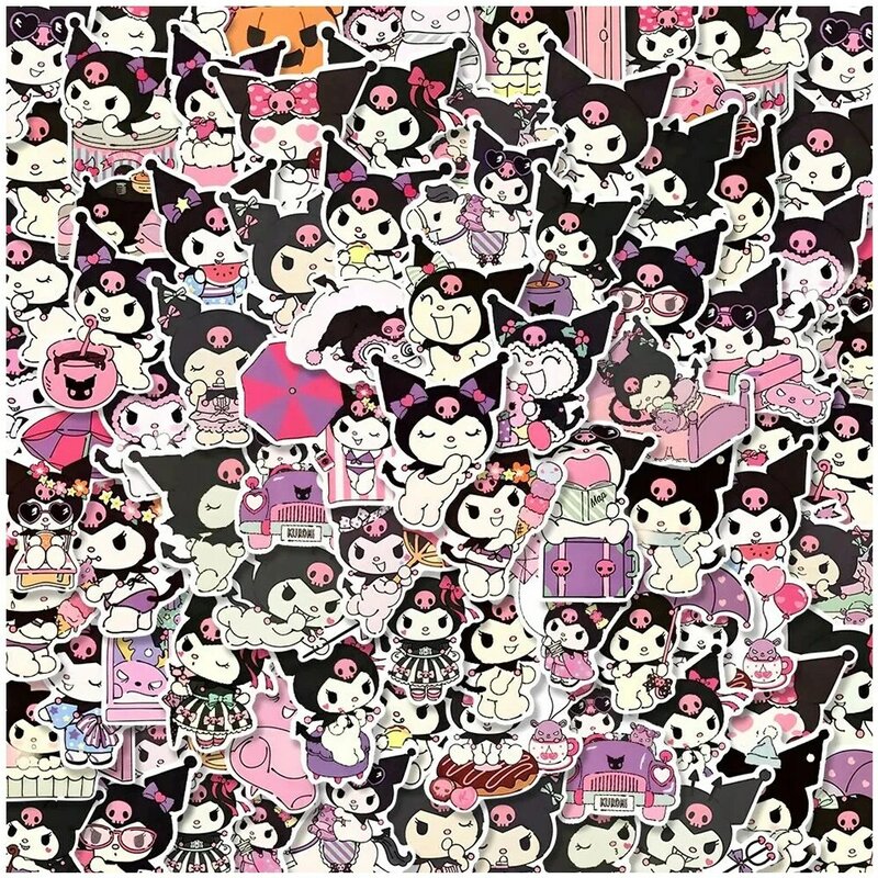 Sanrio stiker kartun Kuromi lucu, stiker estetika Laptop ponsel Notebook koper dekorasi mainan anak 10/30/56 buah
