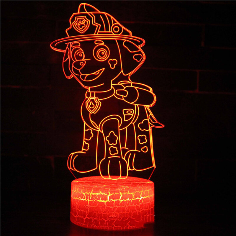 Paw Patrol 16 Colors LED 3D Remote Control Night Light Pat Patrouille Anime Dog Model Child Cartoon Creativity Color Desk Lamp