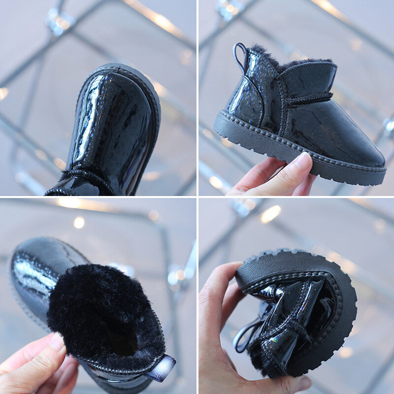 Однотонные Нескользящие водонепроницаемые сапоги для мальчиков и девочек, новая японская зимняя теплая короткая обувь из хлопка и ПУ дышащего материала для девочек, 2022
