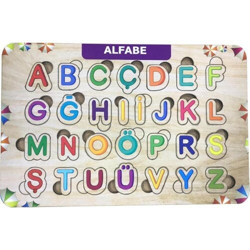 Alfabeto colorido 29 peças educacional quebra-cabeça de madeira fbp08