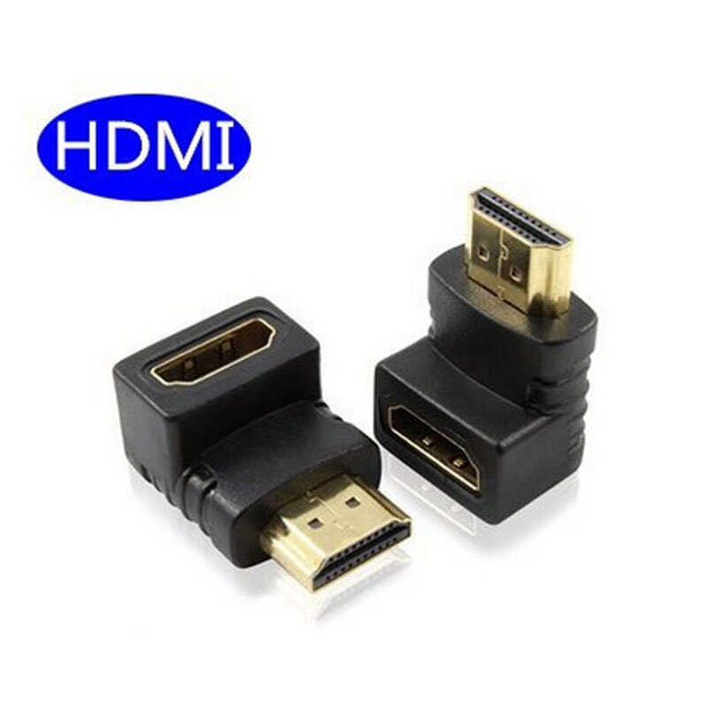 10-100pcs 90 Degree Right Angle Gold Plated HDMI-Compatible Adapter A Type Male To Female For 1080p 3D TV HDTV