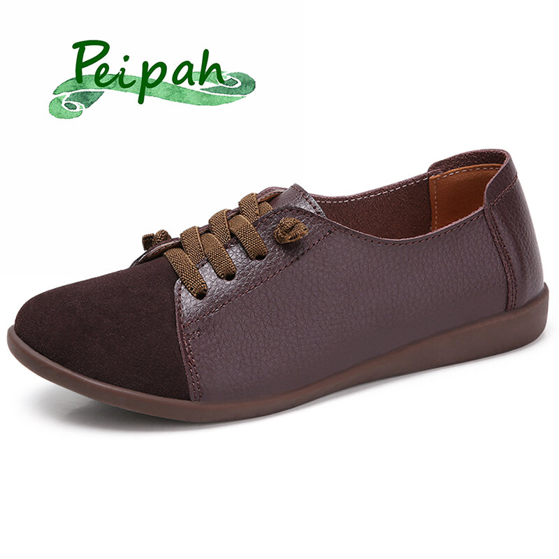 Peipah-女性用本革スニーカー,バレリーナ,靴ひもなしの靴,フラット,オックスフォード,ラージサイズ,2023