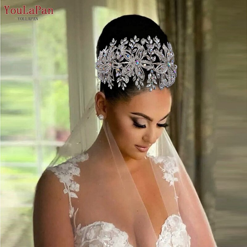 TOPQUEEN HP395 Rhinestone Headband Diamond Headpieces for Bride Headwear Vintage Baroque Queen Tiara Crystal Wedding Crown