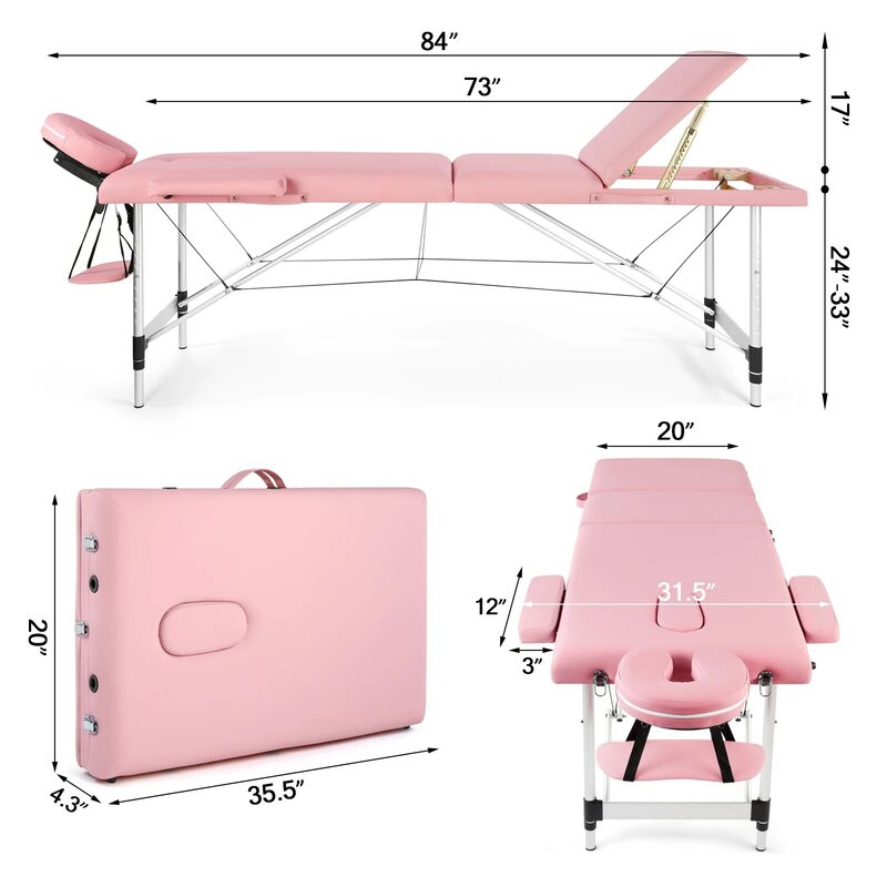 Cama de belleza plegable portátil profesional, mesas de masaje de Spa, muebles de salón de aleación de aluminio para el hogar, cama de masaje simple portátil