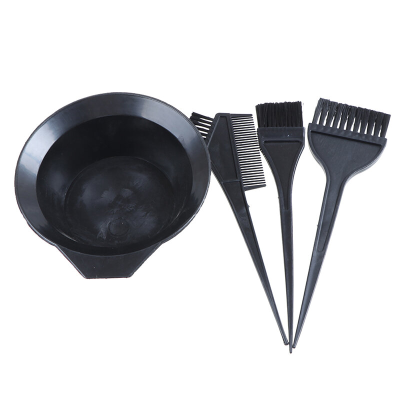 4Pcs/set Black Hair Color Dye Bowl Comb Brushes Tool Kit Set Tint Coloring Dye Bowl Comb