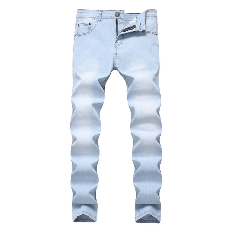 Jeans da uomo Jeans elasticizzati dritti in Denim pantaloni Slim aderenti maschili tinta unita pantaloni da uomo a figura intera Jeans neri