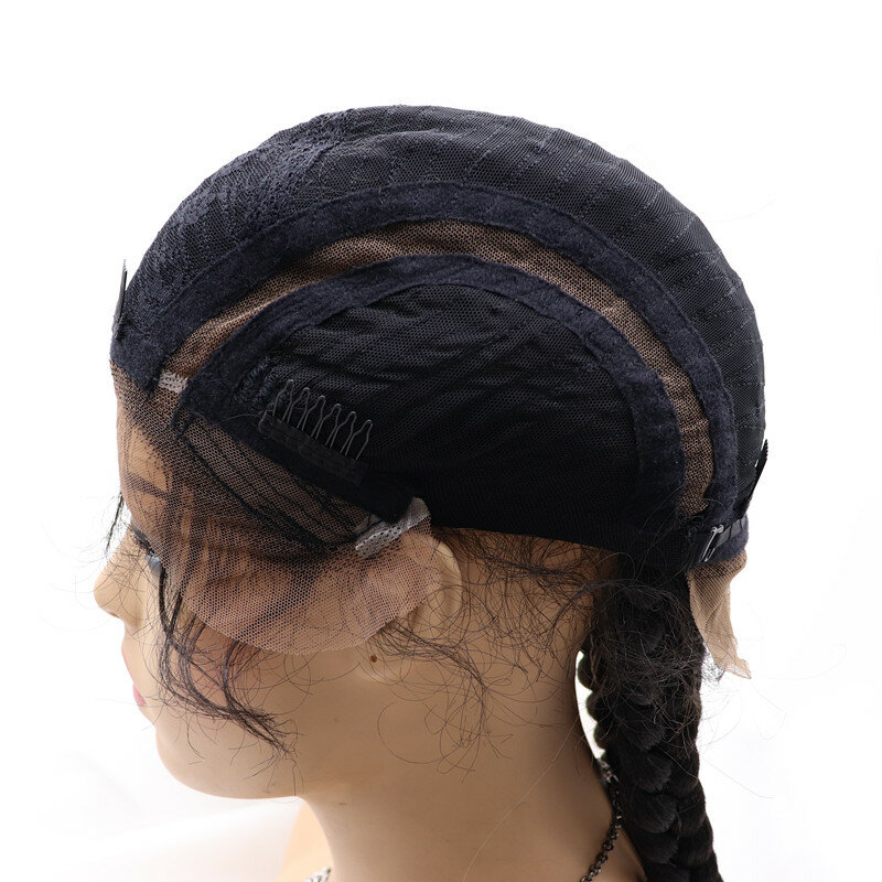 Pelucas de encaje completo para mujeres negras, trenzas sintéticas con caja de pelo de bebé, 613