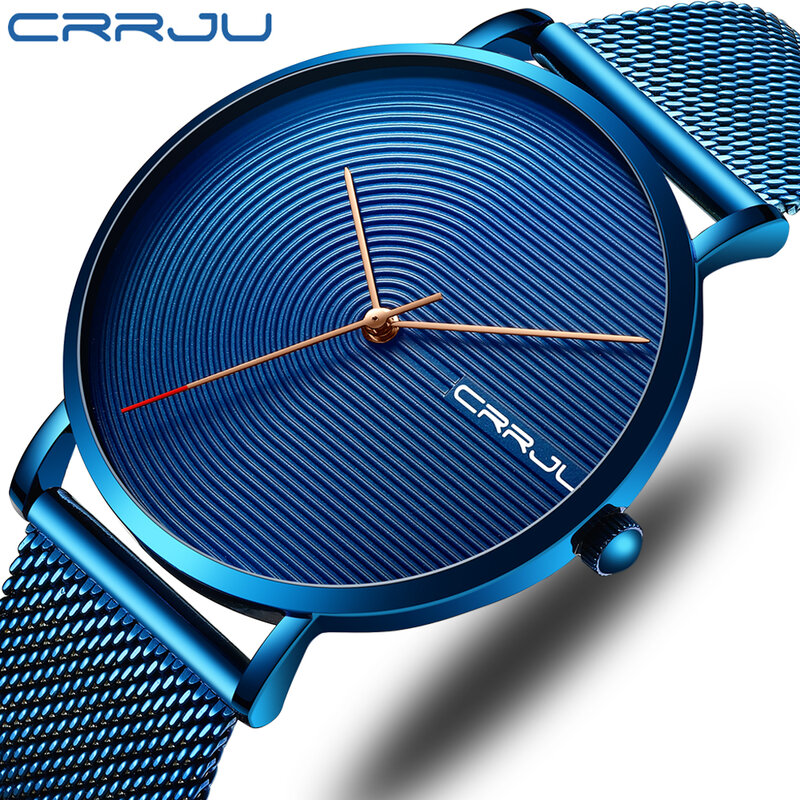 Men Watches Top Brand Luxury CRRJU Fashion Business Military Quartz Wristwatch Waterproof Male Clock Golden Relogio