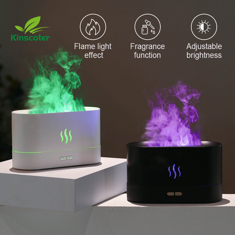 Kinscoter Vlam Luchtbevochtiger Geurende Etherische Olie Aroma Diffuser Aromatherapie Machine Voor Thuis Yoga
