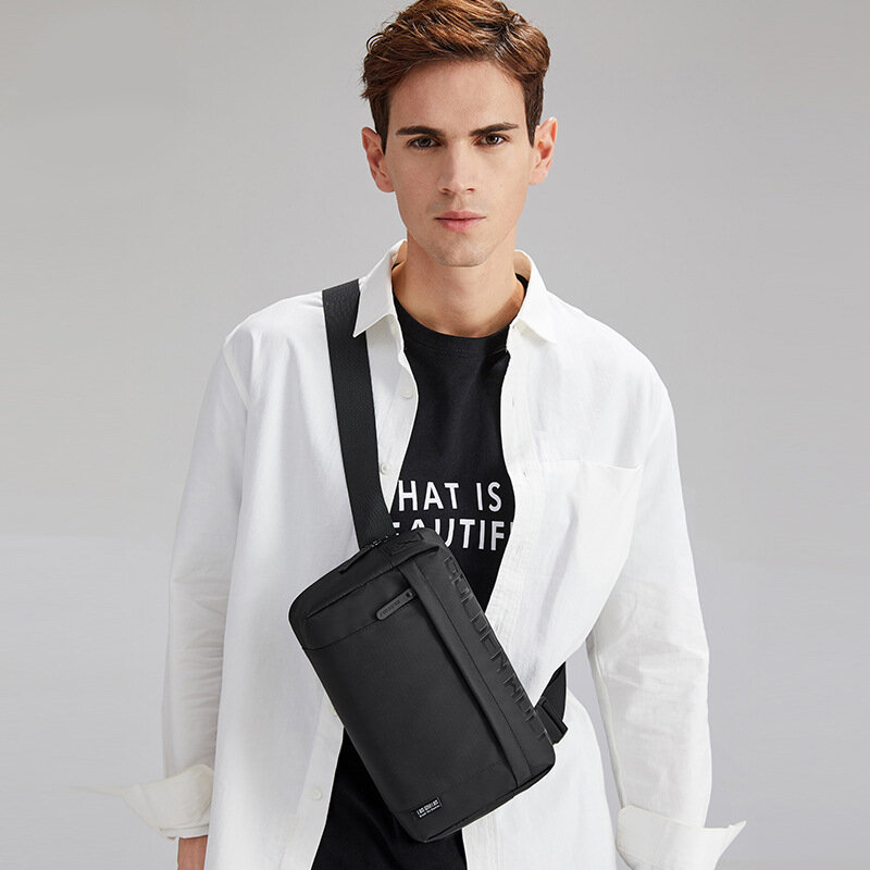 新しい男性メッセンジャーバッグファッション多機能usb充電胸バッグ2022韓国語バージョンのすべてマッチ黒ショルダーバッグ
