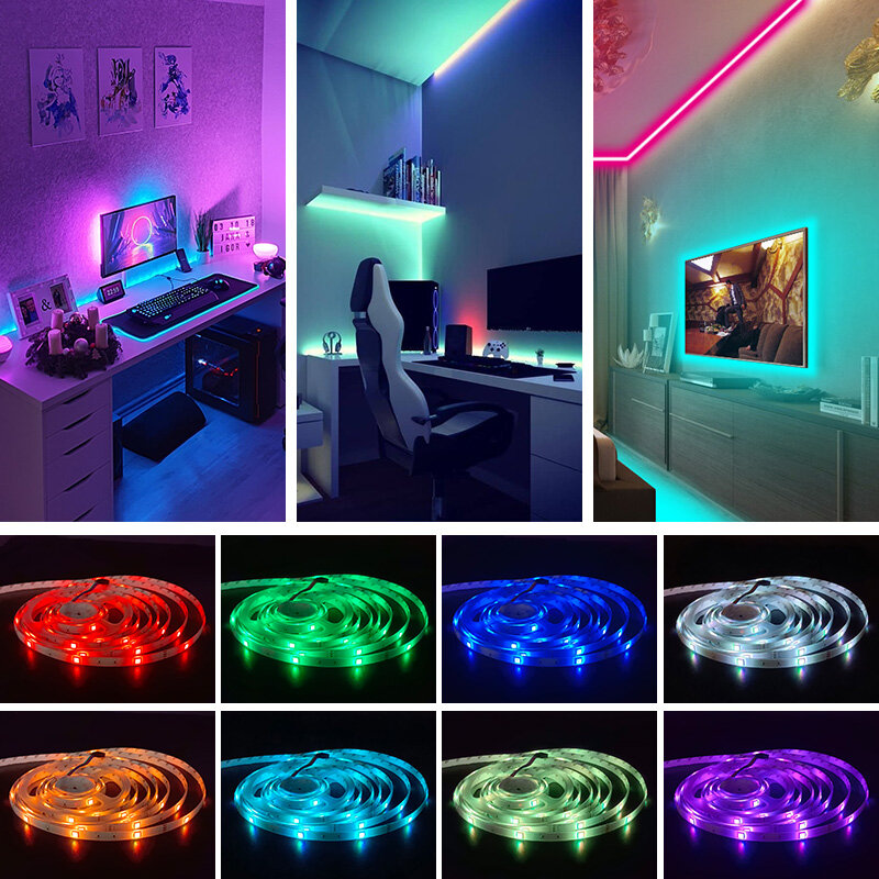 LED 스트립 조명, USB 블루투스, RGB 5V, 유연한 LED 램프 테이프 리본, RGB TV 데스크탑 스크린 백라이트 다이오드 테이프