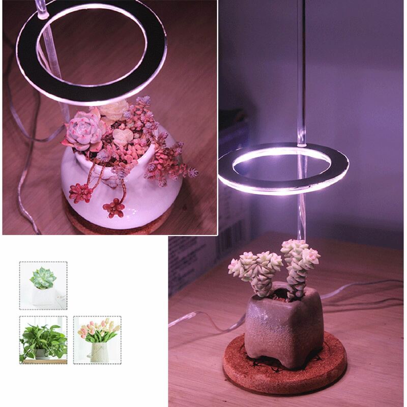 Crescer luz espectro completo plantas pequeno crescimento luz suculentas iluminar cor anel luz para plantas de interior lâmpada crescimento da planta