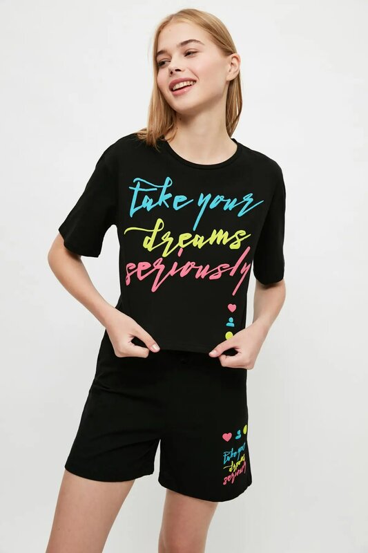 Trendguia tagline conjunto de pijamas de malha personalizado