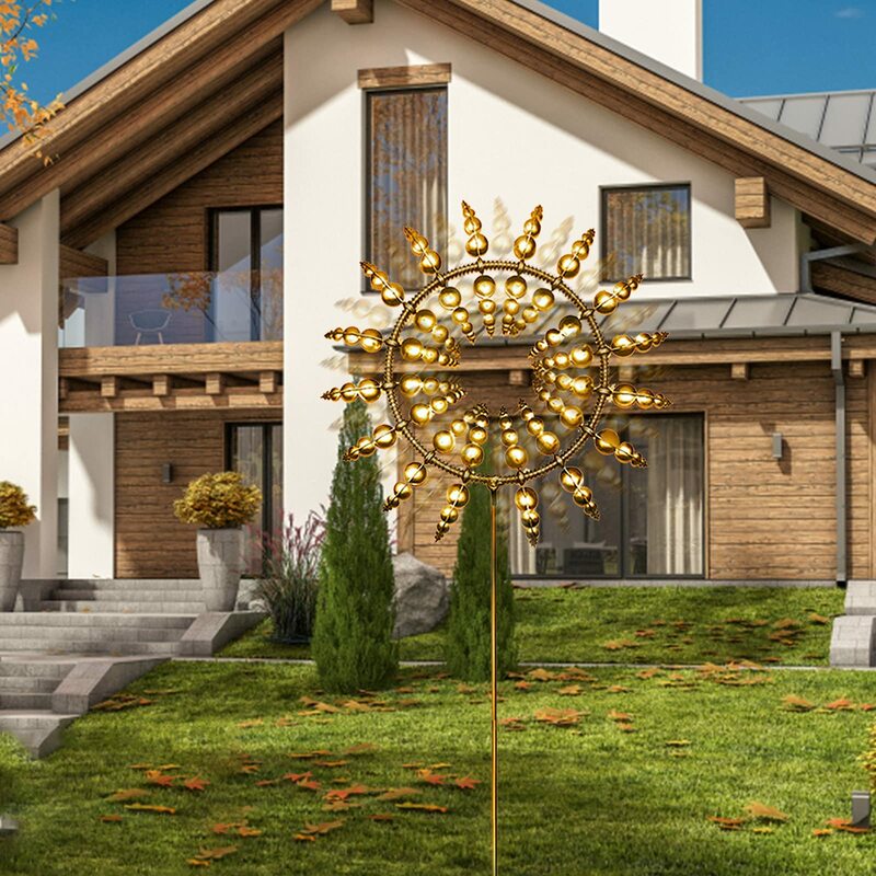 Unique And Magical Metal Windmill Metal Wind Spinner Solar 3D Wind Catchers Metal Outdoor Patio Patio Garden Decoration
